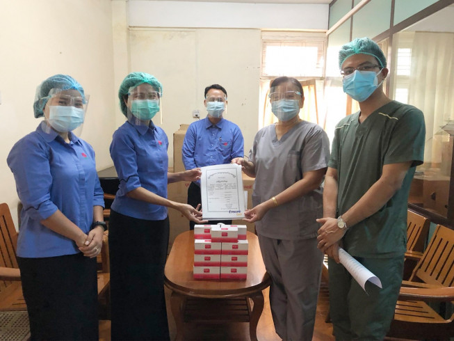 Contribution of 16.7 million kyats worth of antibiotic injections to hospitals in Yangon Region for prevention, containment & treatment of Covid-19