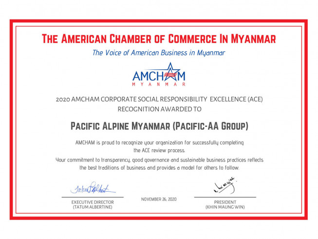2020 AMCHAM Corporate Social Responsibility Excellence (ACE) Recognition Award